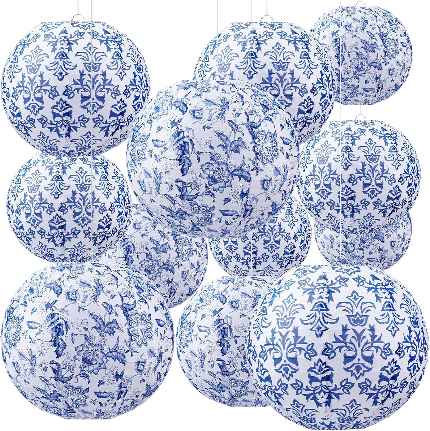 Retisee 12 Pcs 10 Inch Chinoiserie Paper Lantern Set