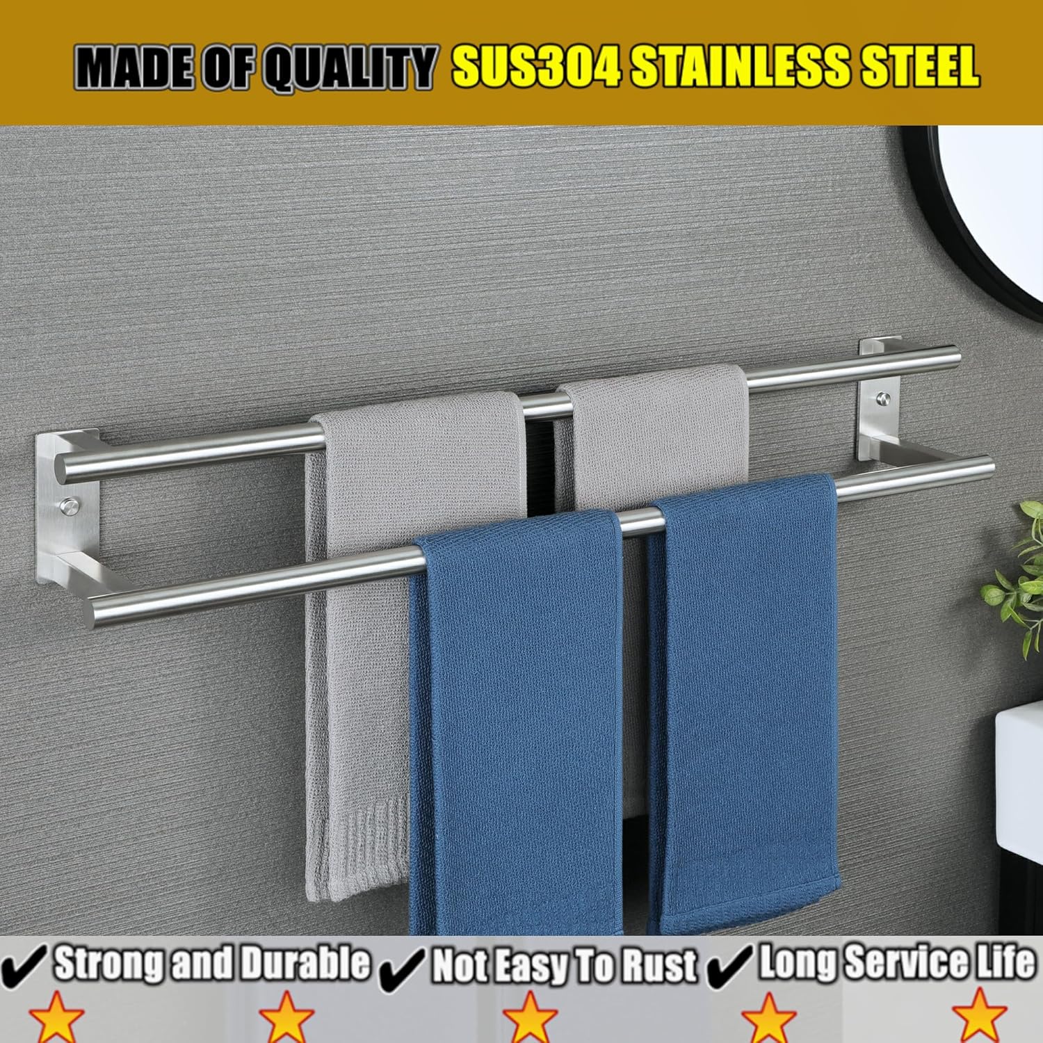Alise Double Towel Bar 32 Inch Stainless Steel 1