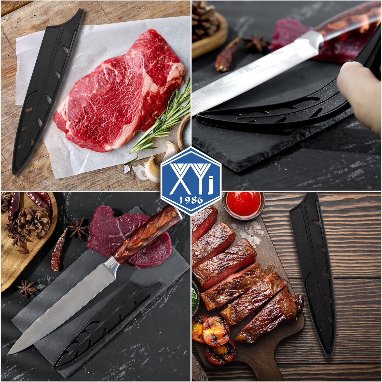 XYJ 2pcs Safety Knife Covers Black Sheath for 8 Slicing Knife