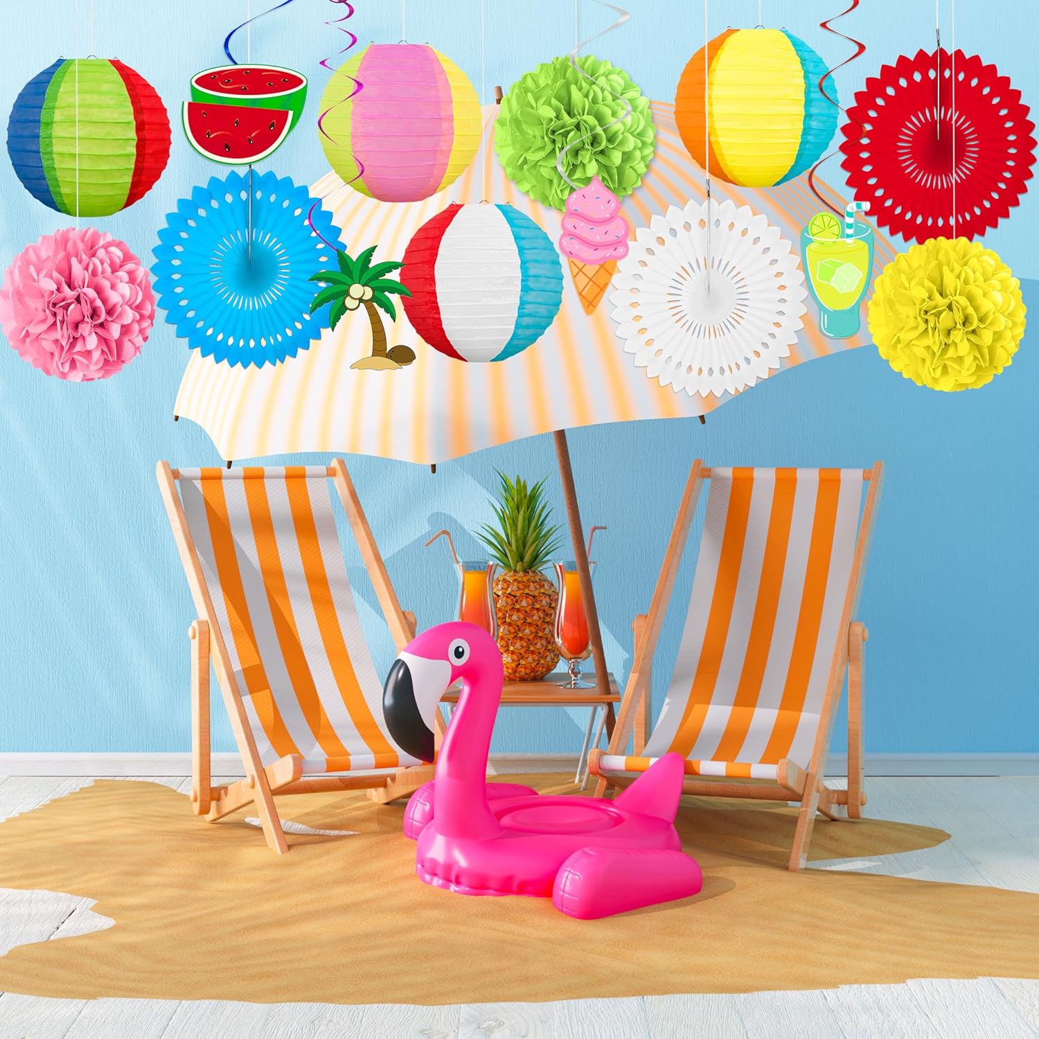 14Pcs Renbuzhu Beach Party Decorations Set