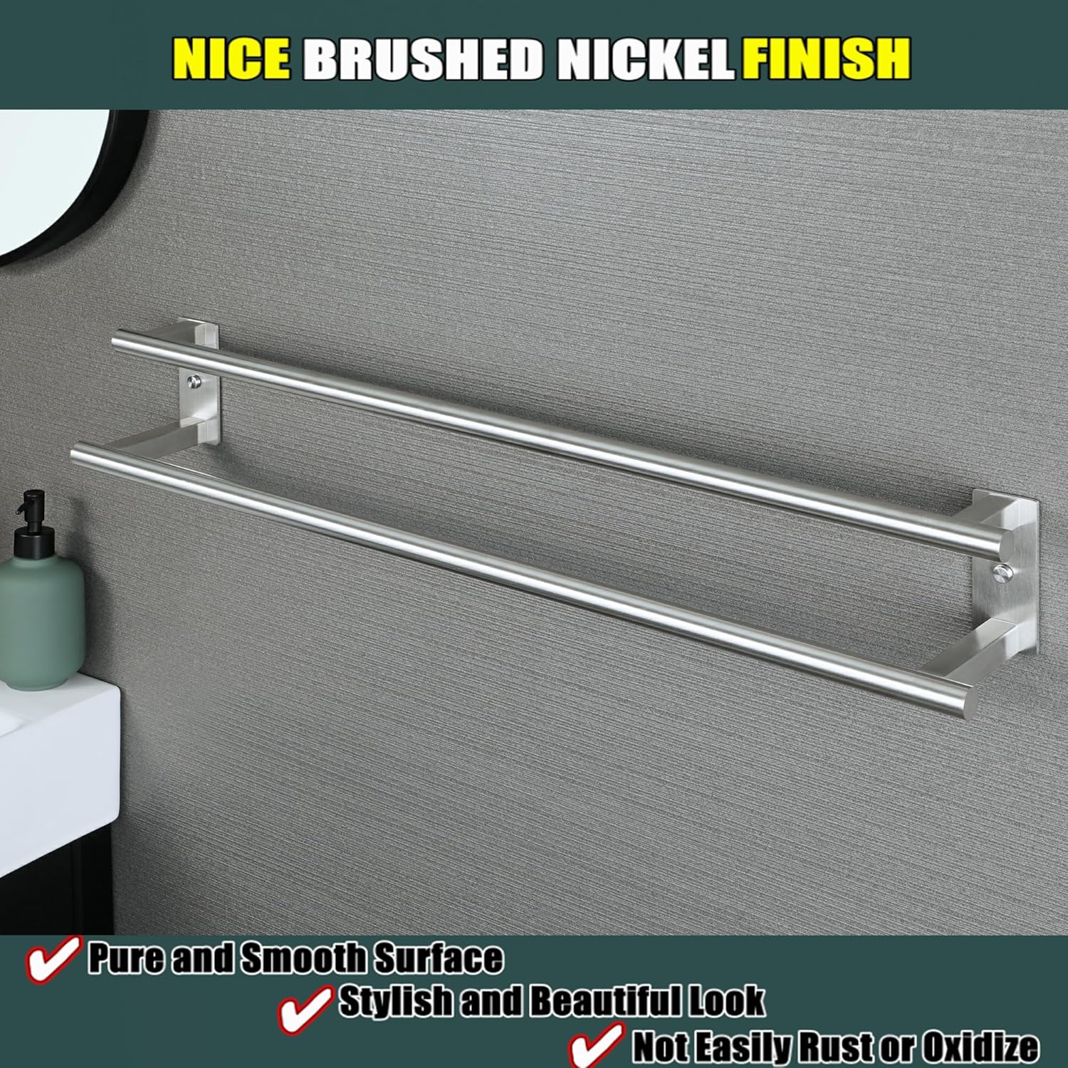 Alise Double Towel Bar 32 Inch Stainless Steel 1