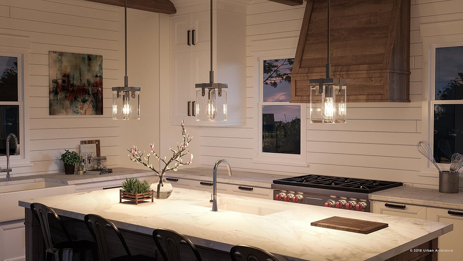 Urban Ambiance Farmhouse Pendant Light with Brushed Nickel Finish