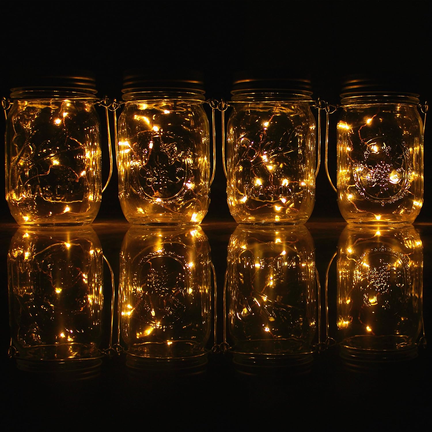 CHBKT 4-Pack Solar Mason Jar Lights with Handle